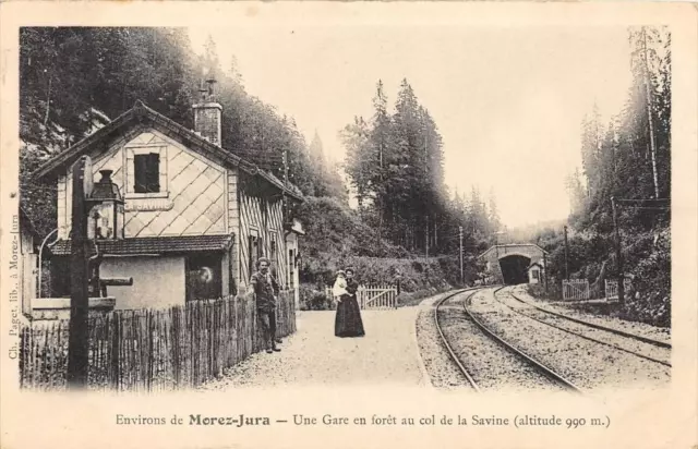 Cpa 39 Environs De Morez Jura Une Gare En Foret