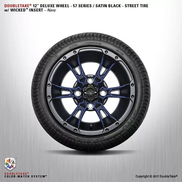 4 Double Take Satin Noir Marine 57 Séries Roue Et Pneu 12 " Golf Voiture