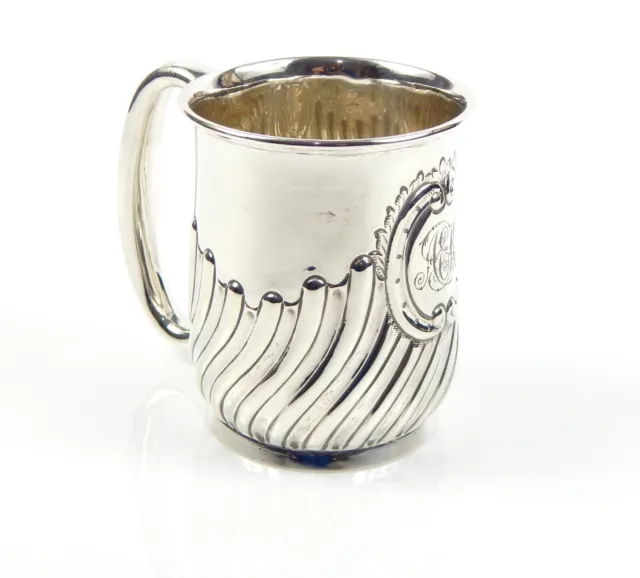 113g Rare Antique Victorian English Solid Silver Mug Cup Tankard Beaker. 1894