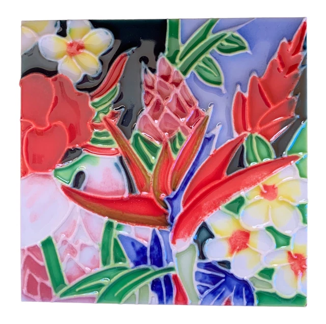 Tropical Floral Flowers 4x4 Decorative Ceramic Wall Art Tile New Gift Backsplash