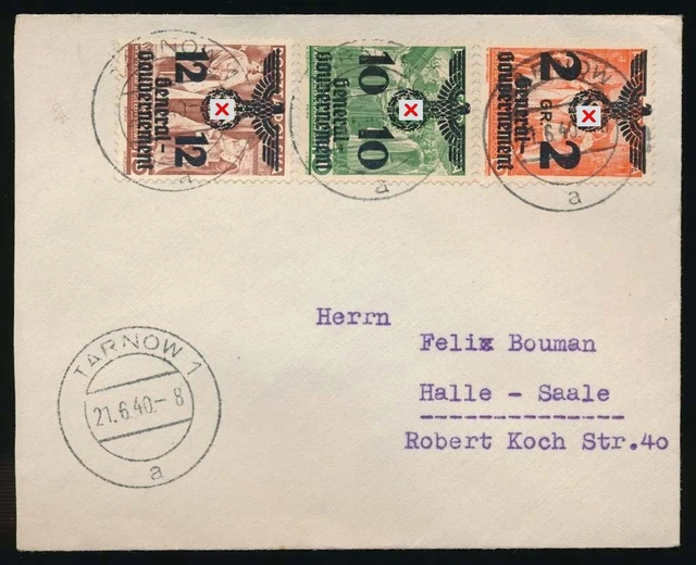 Generalgouvernement Nr. 17, 21, 33 MiF Brief TARNOW 1940 - HALLE #129793