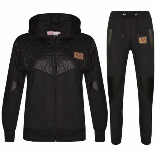 Bambini Tuta Ragazze Ragazzi A2Z Progetto Zip Nero Top Fondo Tuta da Jogging