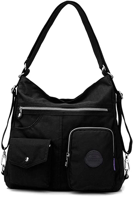 Multipurpose Hobo Purse for Women with Antitheft RFID, Waterproof Nylon Crossbod