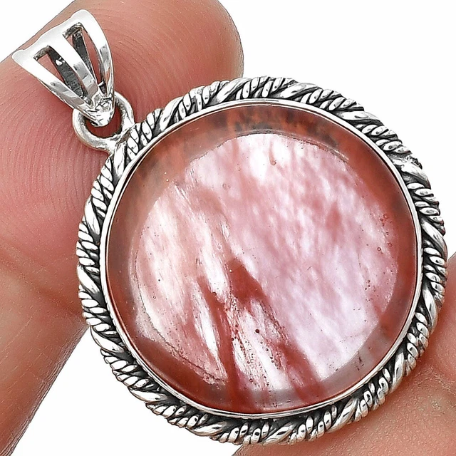 Watermelon Cherry Quartz 925 Sterling Silver Pendant Jewelry P-1074