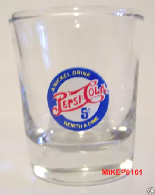 Pepsi Cola Old 5 Cent Logo On A Clear Shot Glass