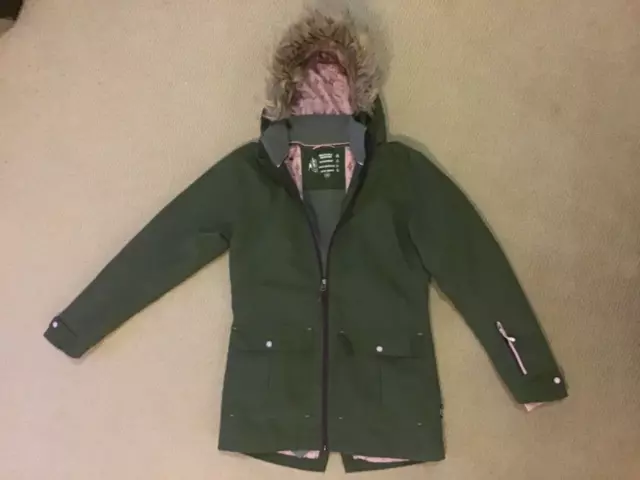 Crane Snow Extreme Girls Fur Lined Hood Snow Ski Jacket Size 14