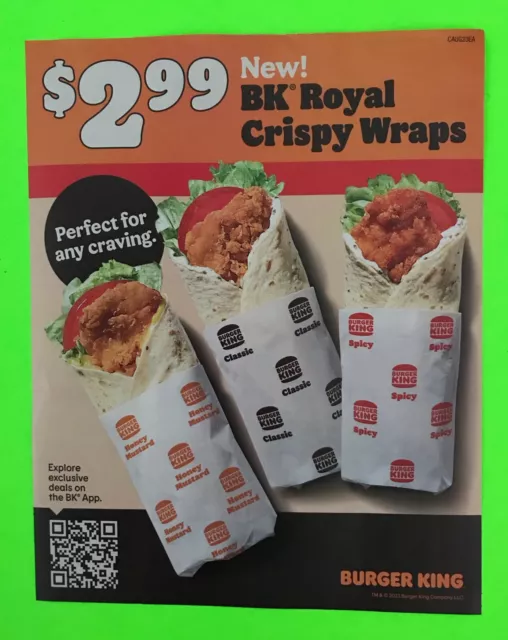 BURGER KING 20 COUPONNS on 1 sheet expires 10/29/2023 SHIPS TODAY
