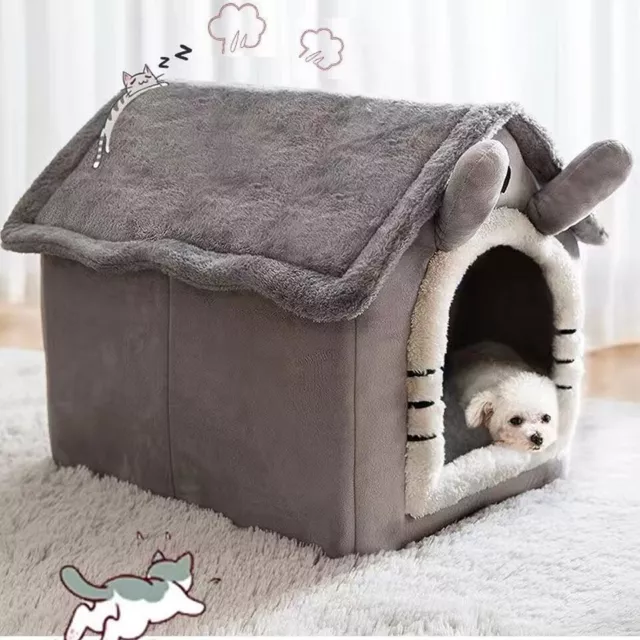 Cat Bed Super Soft Large Grey Cat Dog Lgloo Pet Bed Warm House Puppy Kitten Nest