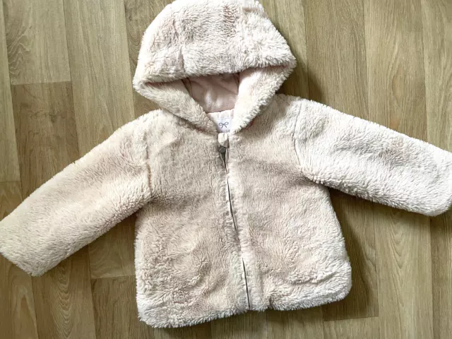 Baby Girl 18-24 months Junior J Jasper Conran Pink Faux Fur Hooded Coat Jacket