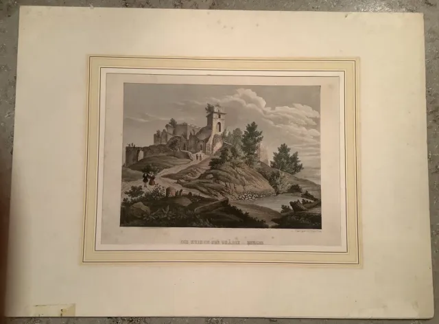 Stahlstich Die Ruinen des Grädiz Berges  von Hausherr  um 1840 Schlesien