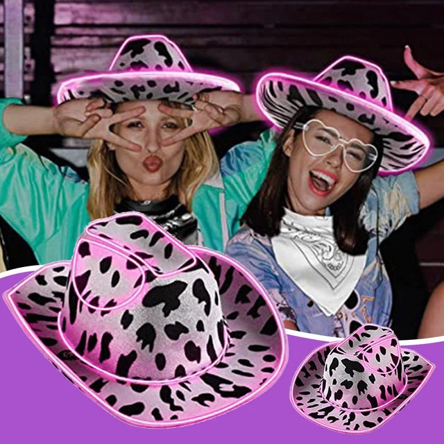 Paillettes LED Lampeggianti Rosa Neon EL Wire Cowboy Party By Hat Glowz. Party J6S6
