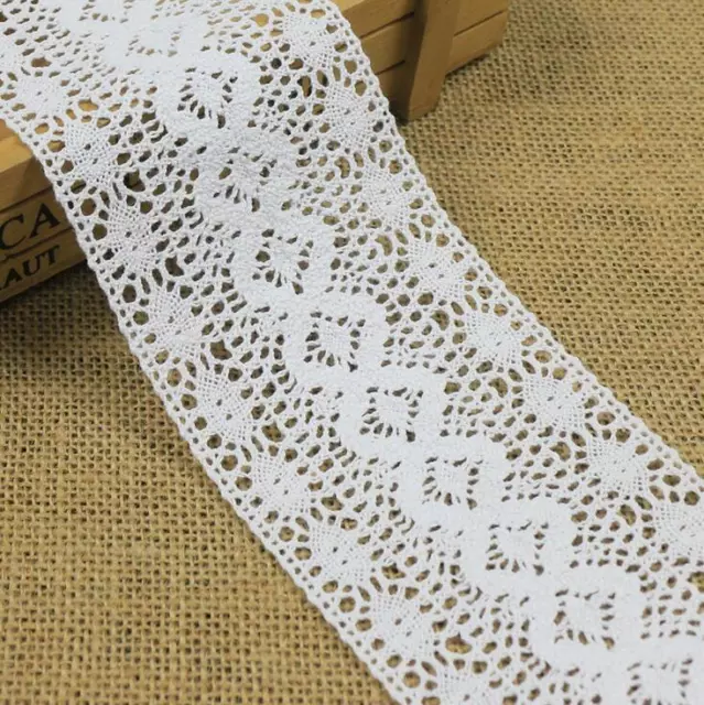 2 Yards White wide Hollow Cotton Crochet lace Trim Clothing Sewing Accessories