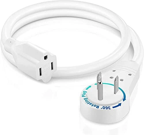 Cable de extensión 1 pie blanco enchufe plano 360 giratorio cable de alimentación corto único o...