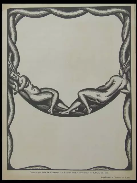 Constant Le Breton, Wood Engraving For The Love Of Art 1925 - Art Deco
