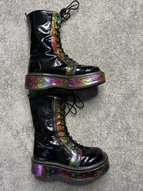 Demonia online rainbow boots