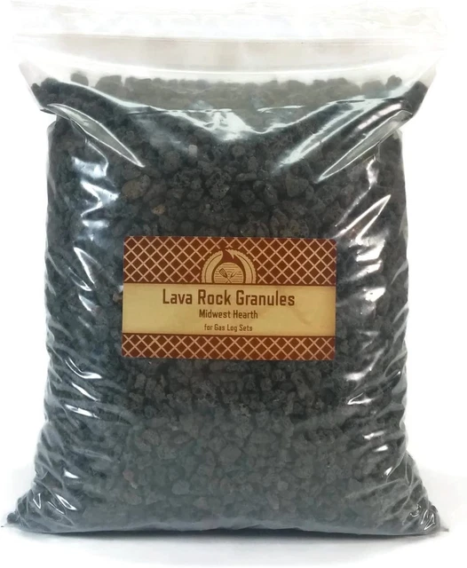 Gránulos de roca de lava natural para juegos de troncos de gas y chimeneas (bolsa de 5 libras)
