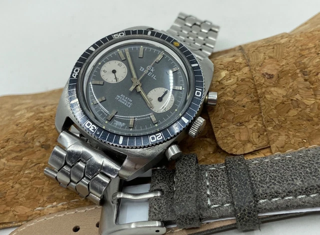 Vintage Breil Mens Divers Chronograph Watch + Bracelet & Strap