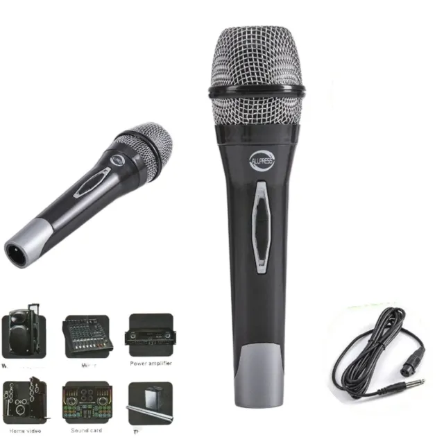 Microfono Dinamico Cablato Cavo Jack 6.3 Mm On-Off Filo Xlr 3 Mt Karaoke Al-8000
