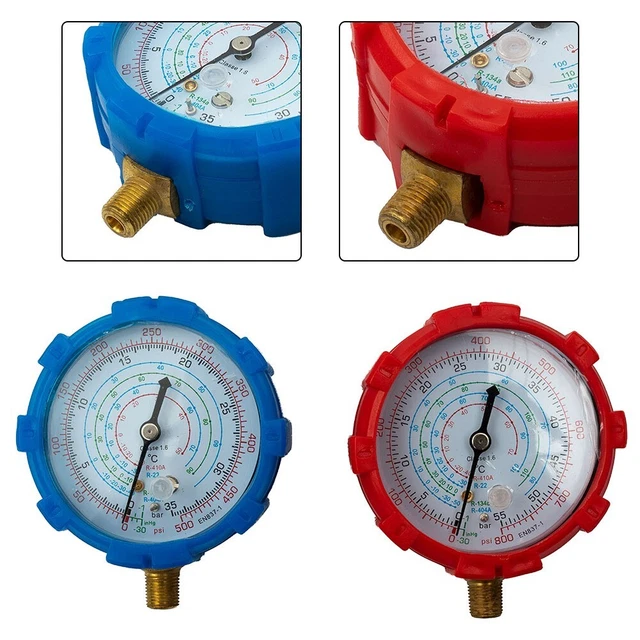High Precision Low/High Pressure Gauge Set for Air Conditioning (2PCS)