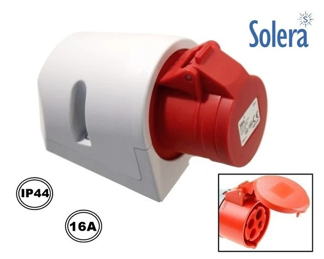 Electraline Presa Industriale Da Parete Inclinata 16A 3P+N+T 380V – Colore Rosso 80871