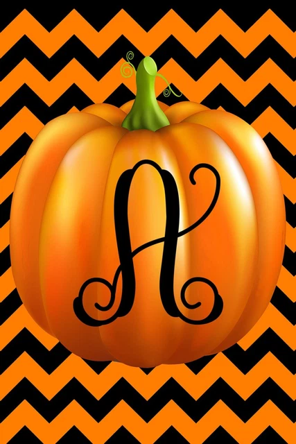 Pumpkin Chevron Monogram A Double Sided 12 X 18 Inch Garden Flag
