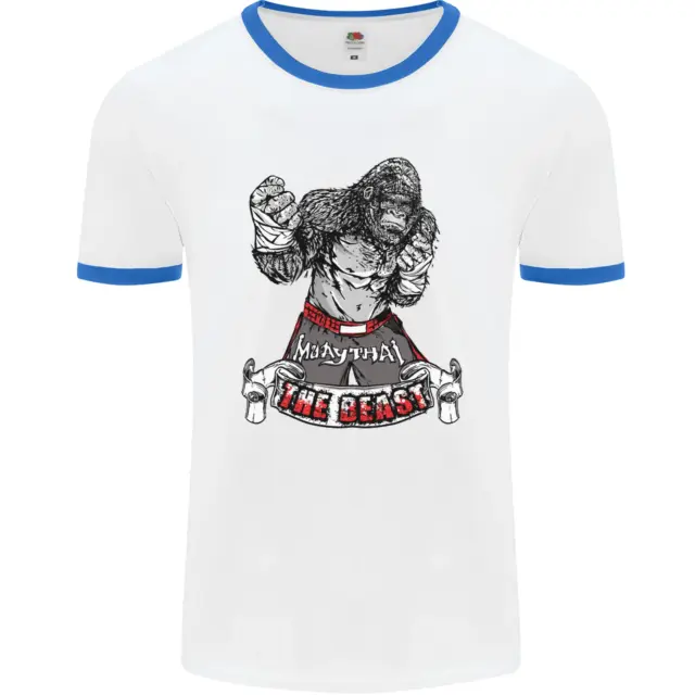 Maglietta da uomo Muay Thai The Beast MMA arti marziali miste bianca 3