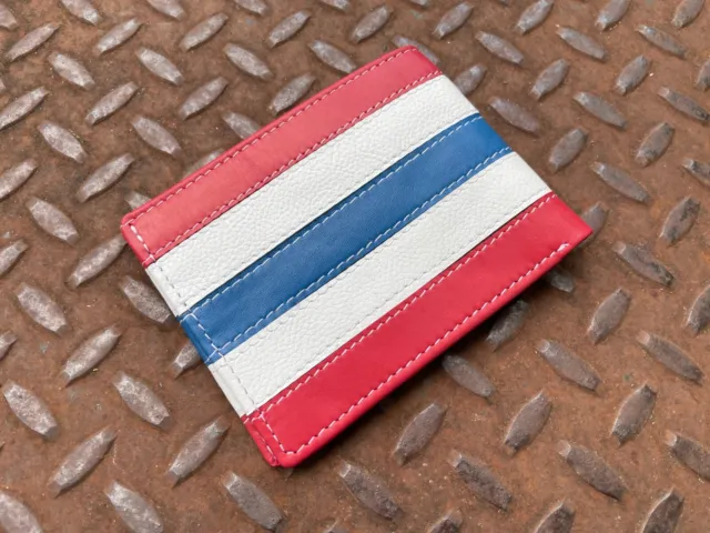 4th July Wallet Bifold Card Holder Handmade Billfold Genuine Leather Tri-Color