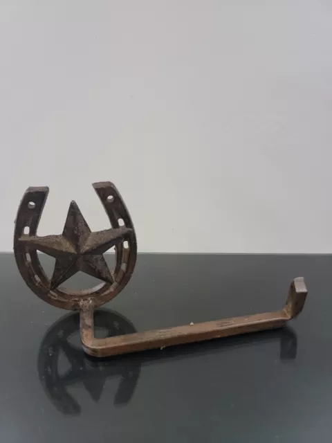 Metal Star & Horseshoe Toilet Paper Holder Country Farmhouse Cowboy Decor