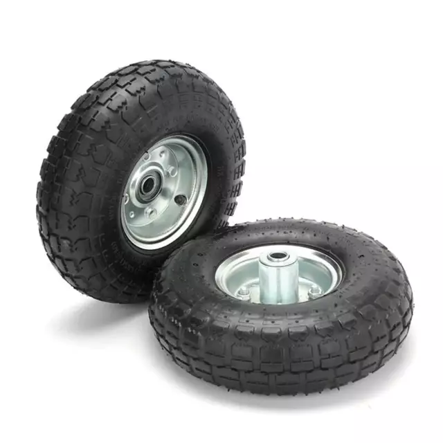 Holdfiturn 2Pcs Wheelbarrow Wheel 10" 4.10/3.50-4 Pneumatic Tyre Heavy Duty Repl
