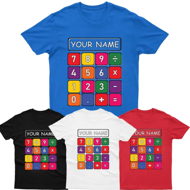 Personalised Calculator Number Day T Shirt Maths Day School Boys Girl Top Tee