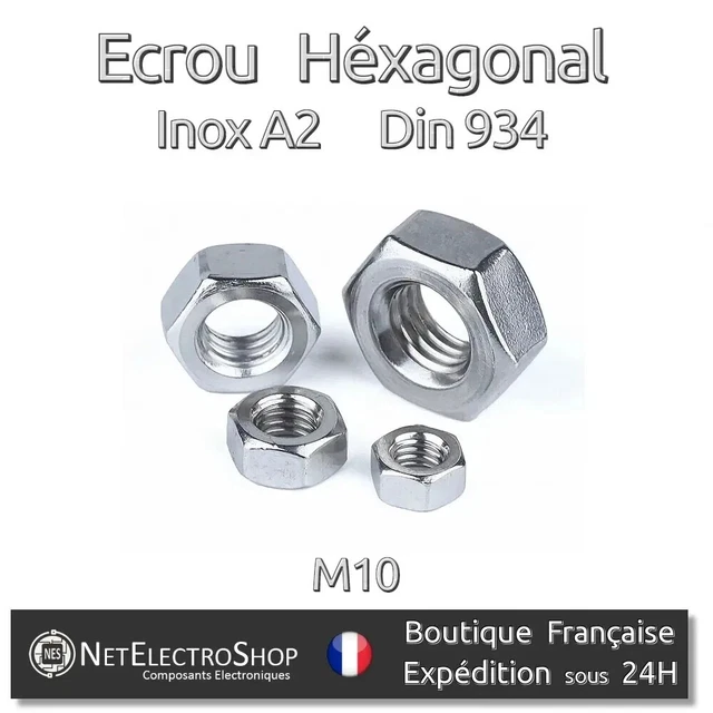 Lot D'écrous Borgnes Hexagonaux Inox A2 - DIN 1587 - Diamètres M3 M4 M5 M6 M8 - De 5 à 100 Pièces