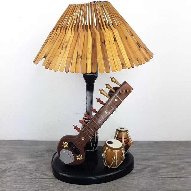 1960S TABLE LAMP Indian Sitar Bongo Drums Tiki bar Mancave Vintage