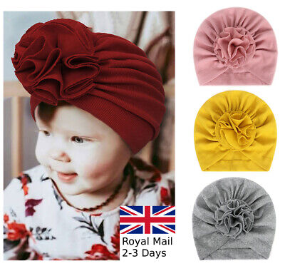Baby Girls Warm Ribbed Turban Floral Head Wrap Cute Stretchy Hat Ear Cotton Cap