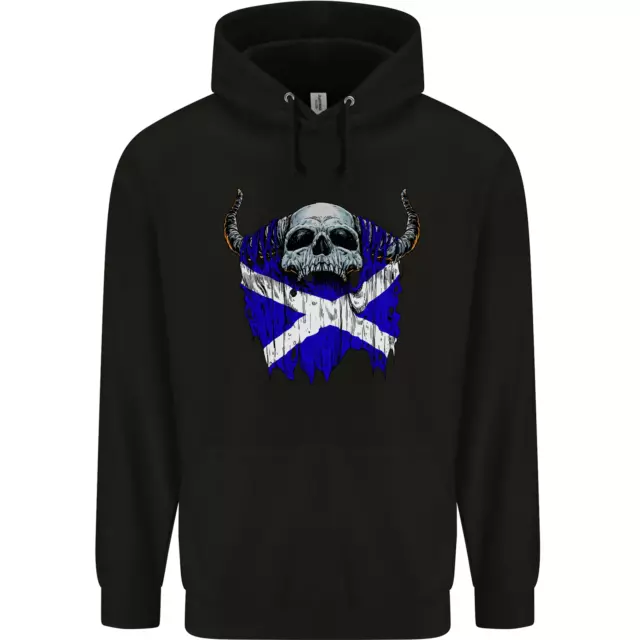 Scotland Flag Skull Scottish Biker Gothic Mens 80% Cotton Hoodie