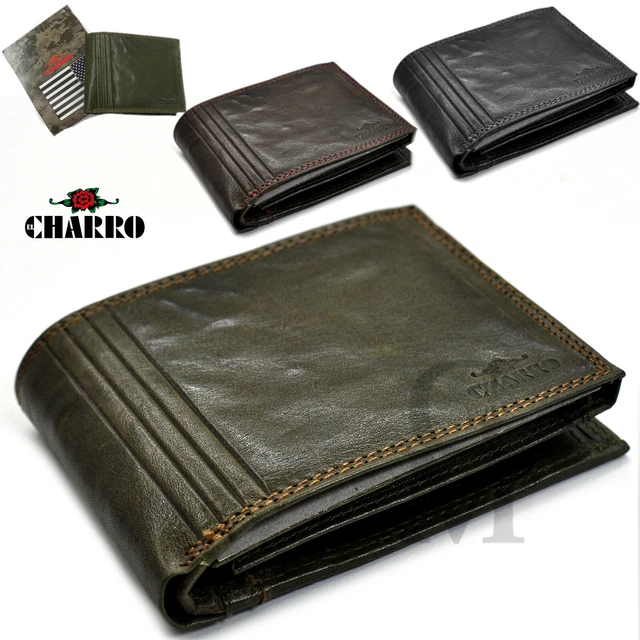 Portacarte In Vera Pelle CHARRO - Sottile, Compatto Con Tasca Zip Per Monete E Banconote