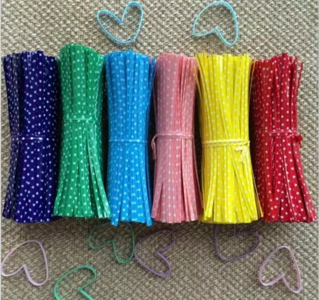 Polka Dot Wire Twist Ties For Bags/ Gifts/ Cake Pops/ Lolly Bags/ Party