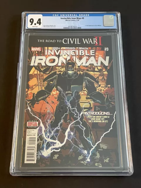 INVINCIBLE IRON MAN #9 1st print (Marvel 2016) CGC 9.4, 1st full Riri Williams