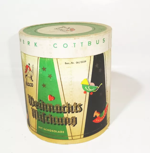 Pappdose Konsum Cottbus Weihnachtsmischung Schokolade um 1960 Weihnachten Deko N 2