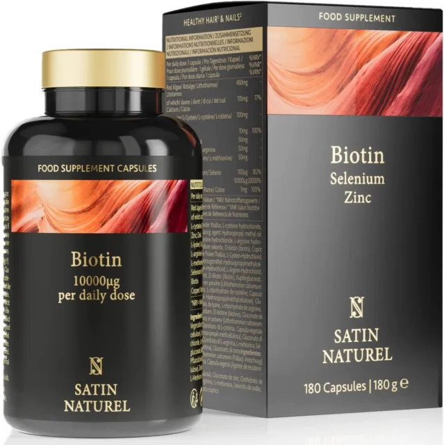 Complement Alimentaire Cheveux Biotine + Zinc + Selenium - 180 Capsules