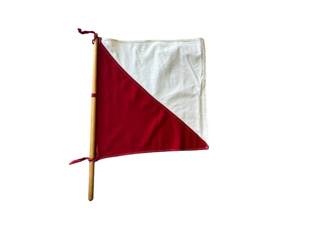 Vintage Signal Flag Semaphore Flag - Red/White - Used