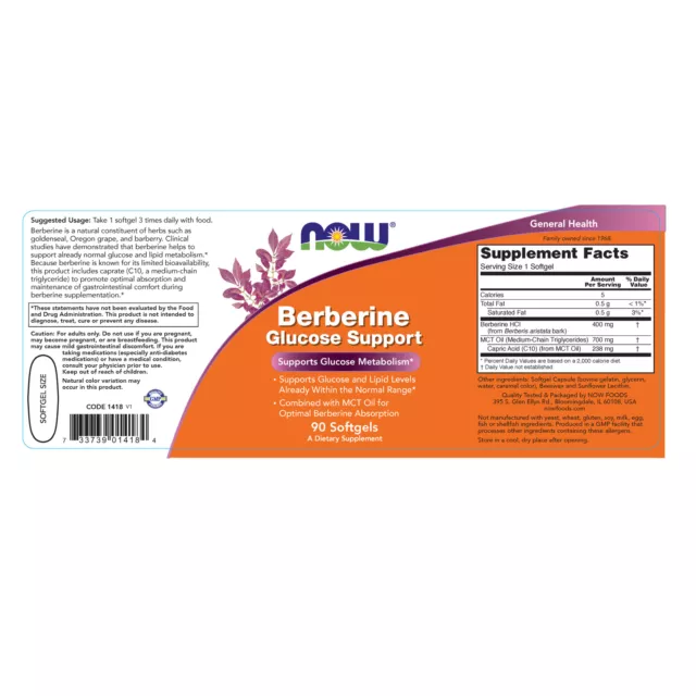 Now Foods Berbérine Glucose Support Améliore Glucose Métabolisme 90 Gélule 2