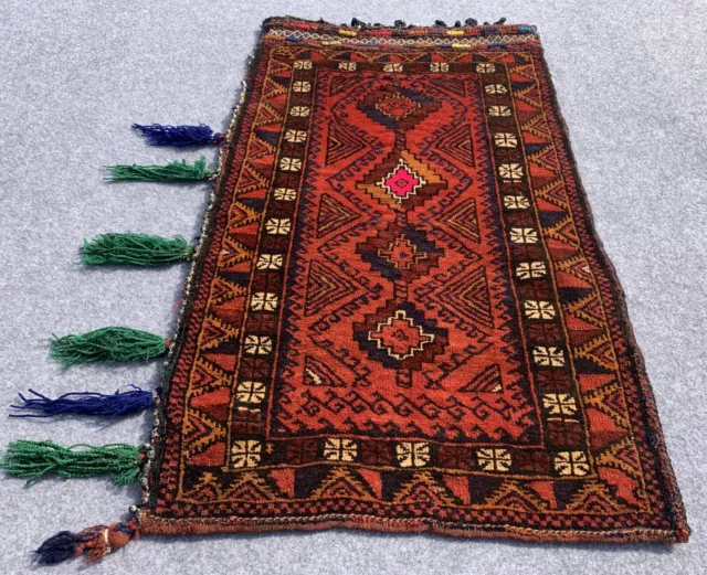 Auténtica bolsa de sal afgana tejida a mano/cubierta de almohada 3,4 x 1,11 pies (2236 HM)