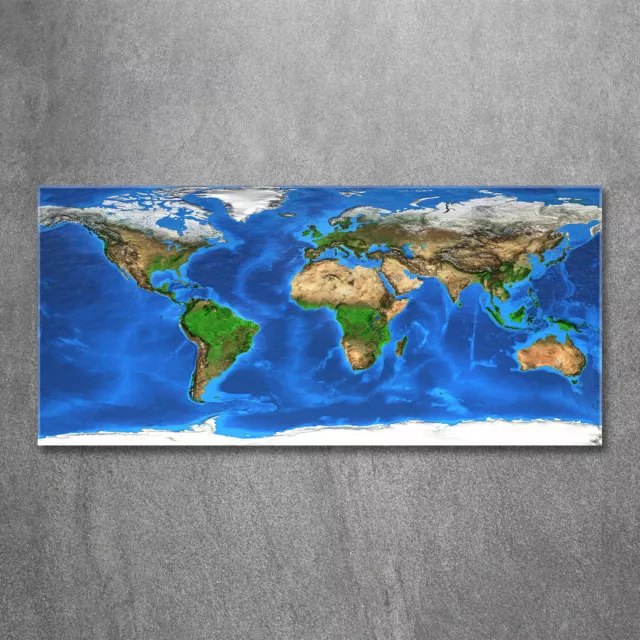 Tulup Pittura Su Vetro Tempereto Immagine 120x60cm - Mappa Del Mondo