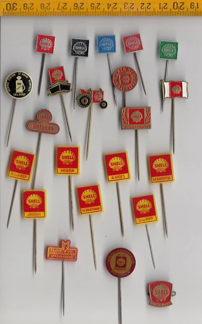 VINTAGE SHELL OIL Fuel Petrol stick pin badge Logo 1960s Station Pump ...