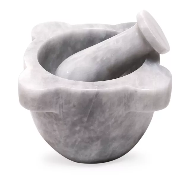 Mortero Genovés Majadero En Mármol Marble Con Mano de Hogar Decoración D.10cm