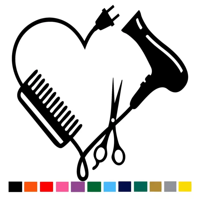 Hairdresser Stylist Salon Heart Vinyl Decal Sticker for Car/Window/Wall Stickers