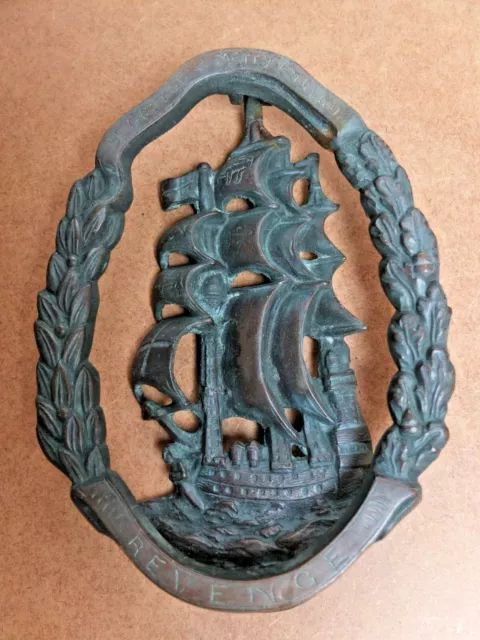 Ancien Clapet De Porte. Grand Laiton Lourd Bronze Maritime, Trafalgar, Hms Revenge.