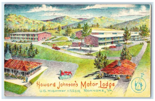 Howard Johnson's Motor Lodge & Restuarant Cars Roanoke VA Walter Bowers Postcard