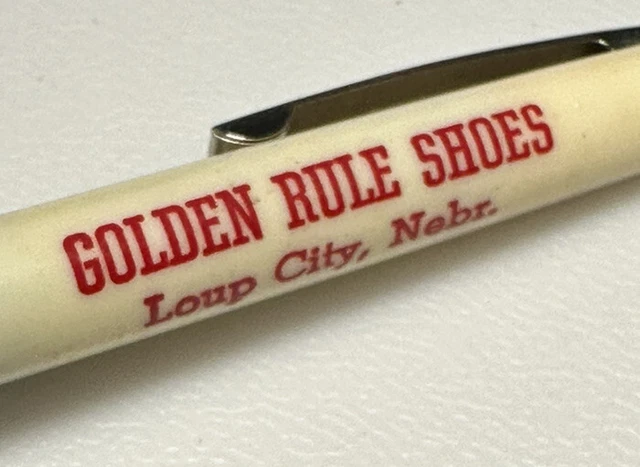 Vintage Loup City Nebraska Golden Rule Shoe Store Footwear Advertising Pen