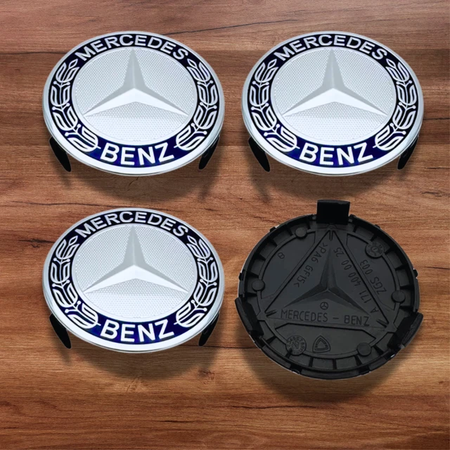 LOT 4 Cache Moyeu 75mm BLEU Pour Mercedes Logo Emblème Jante Centre De - Foto 8